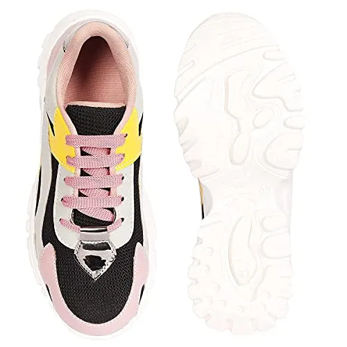 ZAPATOZ Women's Stylish Lightweight | Casual Shoes | Sneakers Black