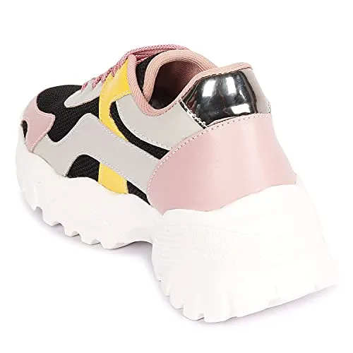 ZAPATOZ Women's Stylish Lightweight | Casual Shoes | Sneakers Black
