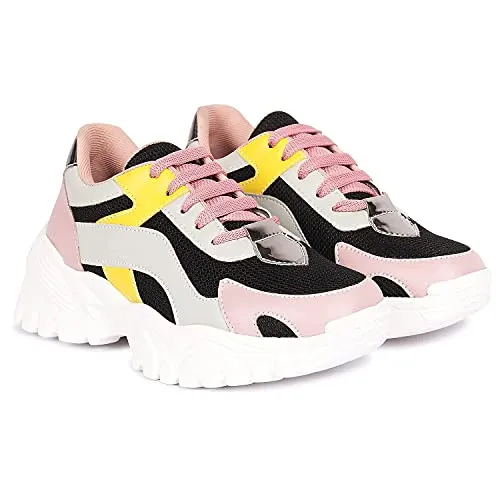 ZAPATOZ Women's Stylish Lightweight | Casual Shoes | Sneakers Black